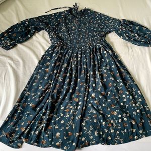 Floral Navy Midi Dress